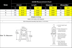 Size chart for V-neck jacquard knit sweater showing chest, length and sleeve measurements