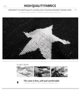 Detailed macro texture of black knit fabric featuring white star jacquard and soft finish