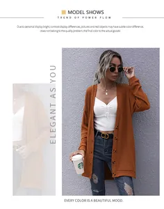 Détail du cardigan en maille gaufrée orange avec boutons avant et texture col en V