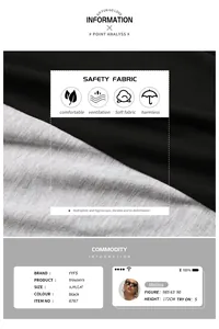 Detail view of moisture-wicking fabric properties and size chart for joggers