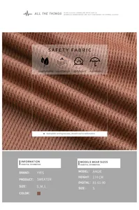 Détail de la texture en maille gaufrée douce et du tissu de sécurité de ce haut marron