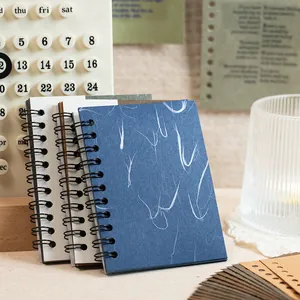 Three mini spiral notebooks with textured specialty paper covers for journaling and collage