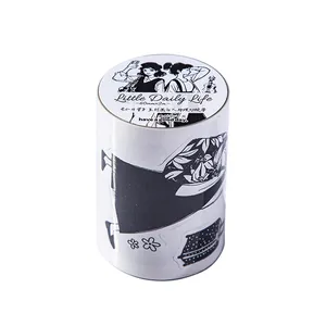 60mm black and white vintage character die-cut washi tape for journaling and DIY decor