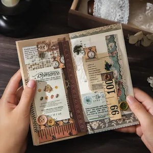 Pegatinas vintage en tiras para scrapbooking DIY con patrones de papel retro