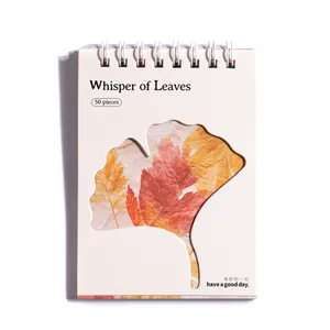 Whisper of Leaves spiral notebook with leaf texture and ginkgo-shaped hollow cover