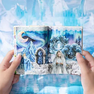 Winter magic theme scrapbook stickers featuring ice queen and aurora landscape elements