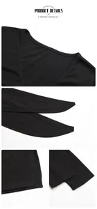 Dettaglio di un abito in maglia a coste nere con scollo a V e lacci incrociati in vita