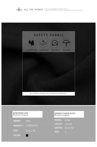 Close-up of the breathable black synthetic fabric texture for women's slim jumpsuit