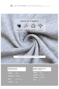 Détail du tissu gris respirant et guide des tailles pour cette robe t-shirt d'été