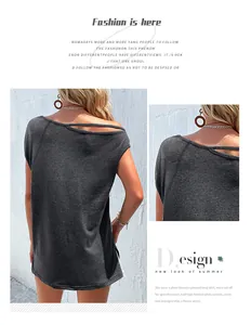 Detail of dark grey off-shoulder top featuring asymmetrical cutout and ribbed knit texture