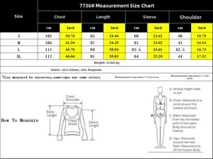 Detailed size chart for long sleeve hoodie dress with measurements for sizes S to XL