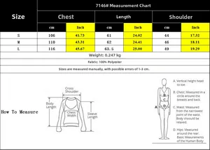 Detailed size chart for V-neck cable knit vest showing S, M, and L dimensions in CM and IN