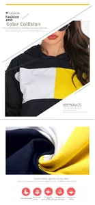 Close-up of color-block hoodie fabric texture showing soft and breathable knit material