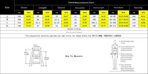 Women's 2-piece hoodie set size chart with measurements in CM and Inches for S to XL sizes
