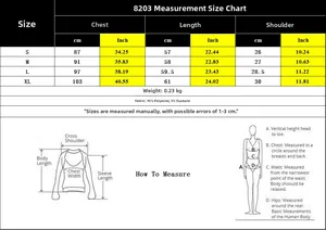 Size chart for V-neck sleeveless tank top with chest and length measurements in cm and inch