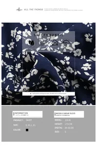 Detailopname van de donkerblauwe bloemenstof met ademende textuur en zachte plooien
