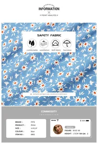 Détails de la robe à fleurs bleues avec paramètres de tissu respirant et doux