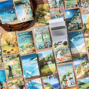 Biglietti illustrati con paesaggi primaverili per scrapbooking e decorazione di diari
