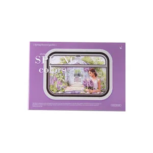 Lente tuin stickerboek met paarse bloemen omslag en 20 pagina's voor scrapbooking