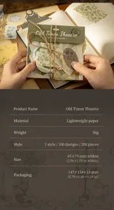 Macro shot of 200 sheets vintage theater style collage paper for scrapbooking and DIY