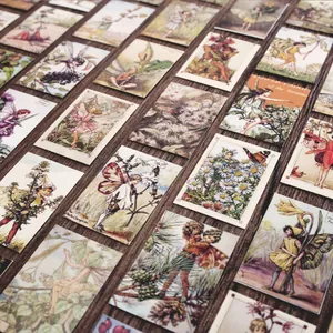 Set di 100 mini carte vintage con fate dei fiori e carta a tema naturale per decorazione