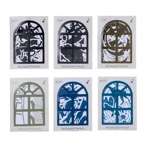 Set of 6 Moonlight Helia cat silhouette decorative stickers for creative journaling