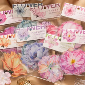 Large PET Botanical Flower Stickers Crystal Ink Finish Watercolor Floral Butterflies For Scrapbooking DIY Journaling Decoration