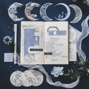 Set di adesivi vintage a fasi lunari per junk journal e decorazioni creative fai da te