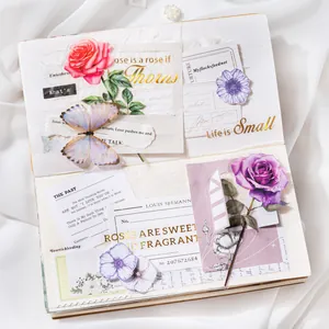 Vintage rose themed scrapbook sticker pack with gold foil accents for DIY crafts journaling