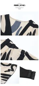 Detailed view of the V-neckline and geometric abstract print on this summer bodysuit