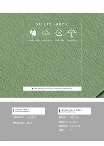 Macro shot of breathable sage green fabric texture for women's casual drawstring shorts