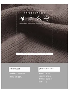 Detail of dark brown knit sweater fabric showing safety material and durable texture