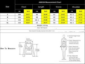 Tableau des tailles pour veste en velours côtelé avec mesures en cm et pouces