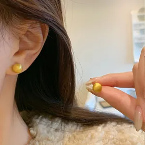 Minimalist Alloy Stud Earrings With 925 Sterling Silver Earring Post Brushed Gold Silver Flower Bow Cat Apple Jewelry For Women