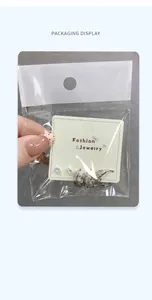 Detailed set of silver zircon cross butterfly earrings presented in transparent OPP packaging