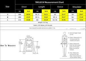 Detailed size chart for V-neck striped sweater showing measurements in cm and inches