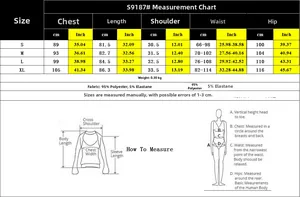 Size chart for sleeveless summer romper showing chest waist and length in cm and inch