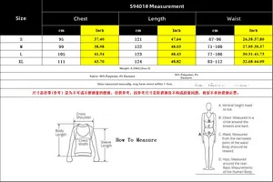 Detailed size guide table for women polka dot sleeveless dress showing S-XL measurements