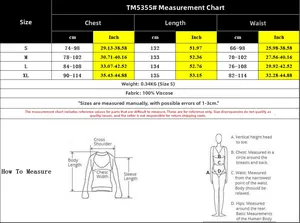 Size guide for sleeveless summer maxi dress with detailed measurements for S to XL sizes