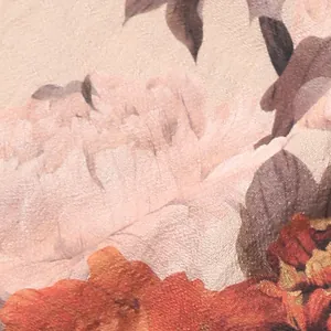 Detailed close-up of realistic floral print on vintage French style square neck dress
