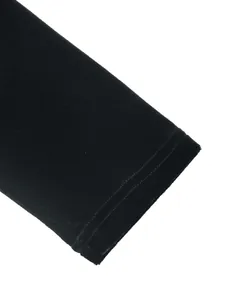 Close-up of high-quality black velvet sleeve cuff with durable double-needle stitching