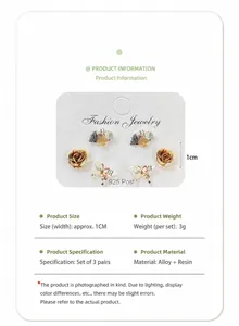 Detail von China-Style Ohrring-Set mit Bergfächer, Rose und Tinten-Schmetterlings-Designs