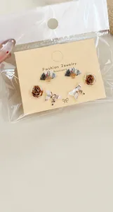 Detail von chinesischen Ohrringen mit Fächer und Schmetterling in der Originalverpackung
