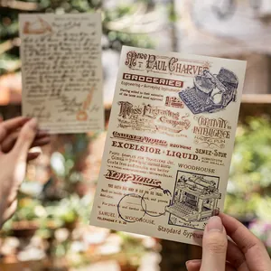 Vintage typewriter and newspaper theme PET transfer stickers for DIY journals
