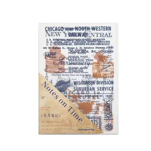 Vintage industrial transfer sticker set with Chicago Northwest railway and inkwell designs