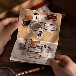 Vintage scrapbooking sticker set with retro labels and paper ephemera for journaling