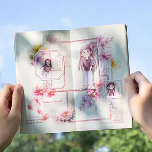 Floral girl themed DIY scrapbook sticker book with translucent illustrations and phrases