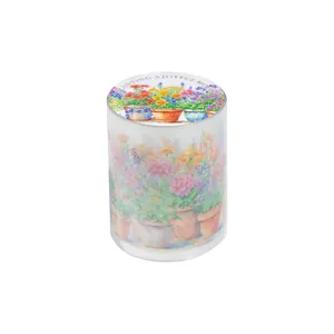Ruban décoratif PET avec plantes en pot aquarelles et texte thématique de jardin
