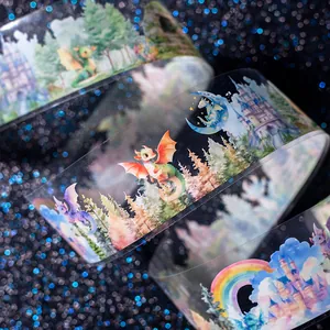 Nastro adesivo PET decorativo con draghi e castelli per scrapbooking e journaling