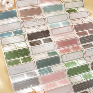 Vintage retro memoblokken voor DIY scrapbooking met elegante kaders en zachte kleuren